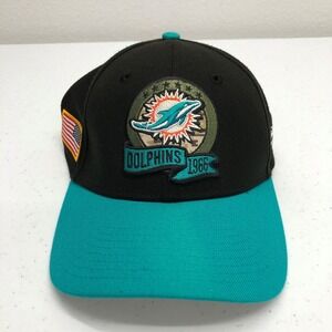 Miami Dolphins Hat Cap Fitted Mens Small / Medium Black NFL Football New Era